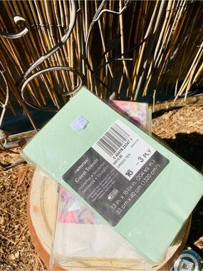Holder and 2 packs of Mint Green & Floral Guest Towels